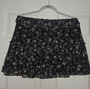 Moving Sale! { Altar'd State Black Ruffle Mini Skirt With Cream Roses Size M
